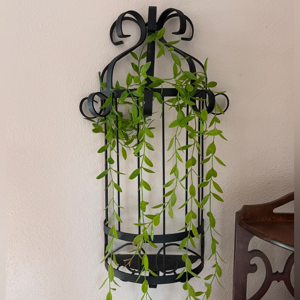 Gothic Black Wrought Iron Wall Sconce Scrolled RARE Vintage